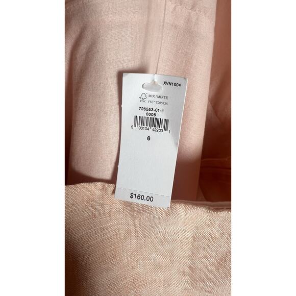 Banana Republic‎ Linen Kenza Mini Dress Babydoll Pink Size 6 Sundress NEW - Picture 10 of 14
